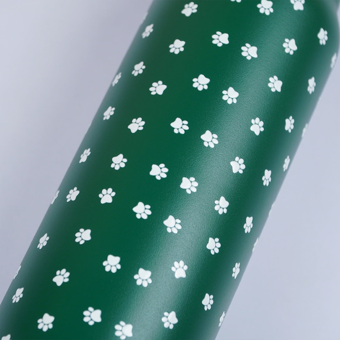 Green Floral Insulated Water Bottle