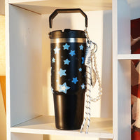 Star Print Tumbler with Handle & Straw | Reusable Travel Cup | Stylish Everyday Drinkware
