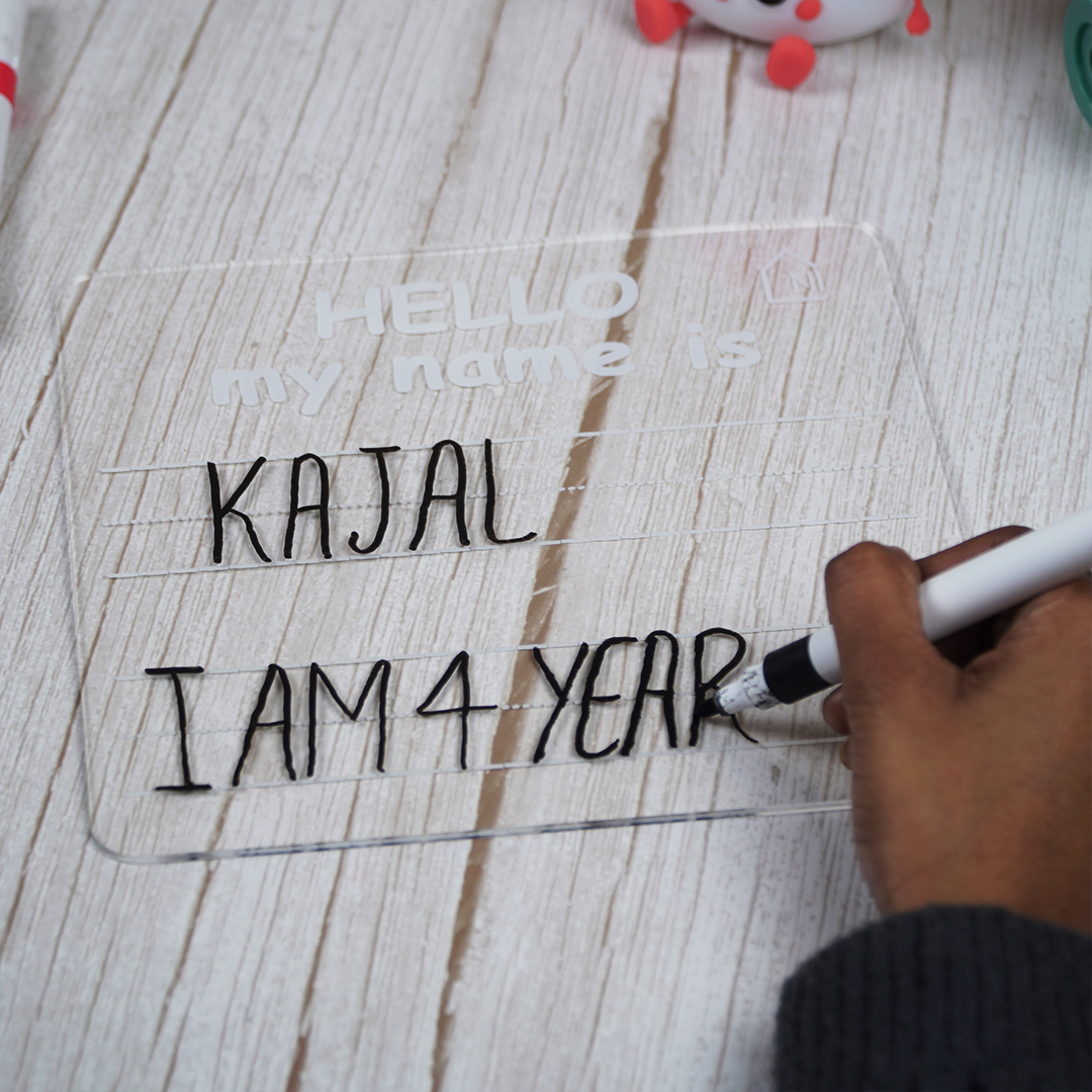 Reusable Name Writing Practice Board for Kids with pen box & Cleaning Cloth