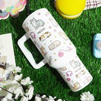 Meow Cat Insulated Tumbler— Leakproof & Insulated (White)