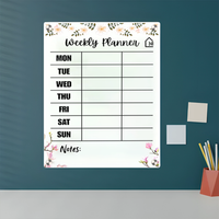 Chic Floral Acrylic Milky Weekly Wall Planner - Rewritable Wall Organizer for Home, School & Office