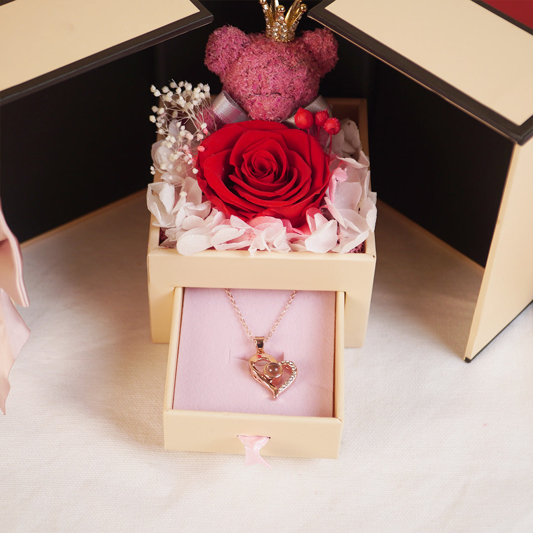 Luxury Surprise Gift Box with Roses & Teddy