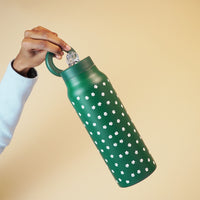 Green Floral Insulated Water Bottle