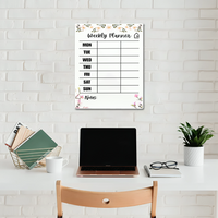 Chic Floral Acrylic Milky Weekly Wall Planner - Rewritable Wall Organizer for Home, School & Office