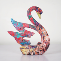 UrbanArt™ Swan Showpiece –Abstract Multicolor Resin Sculpture