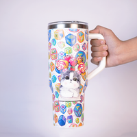 Candy Pop Kitty Stainless Steel Tumbler with Handle & Straw