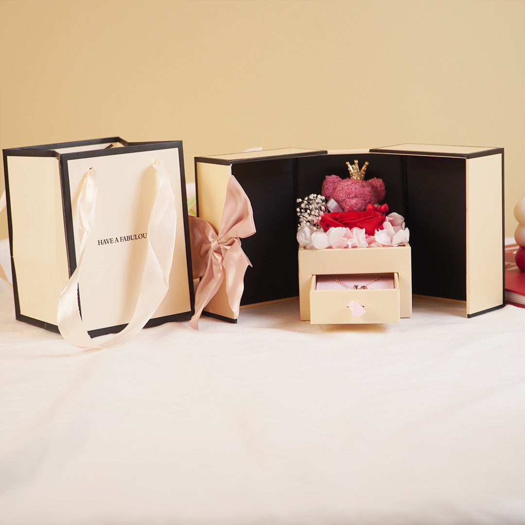 Luxury Surprise Gift Box with Roses & Teddy