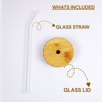 Cute Pink Bow Print Glass Tumbler with Bamboo Lid & Straw