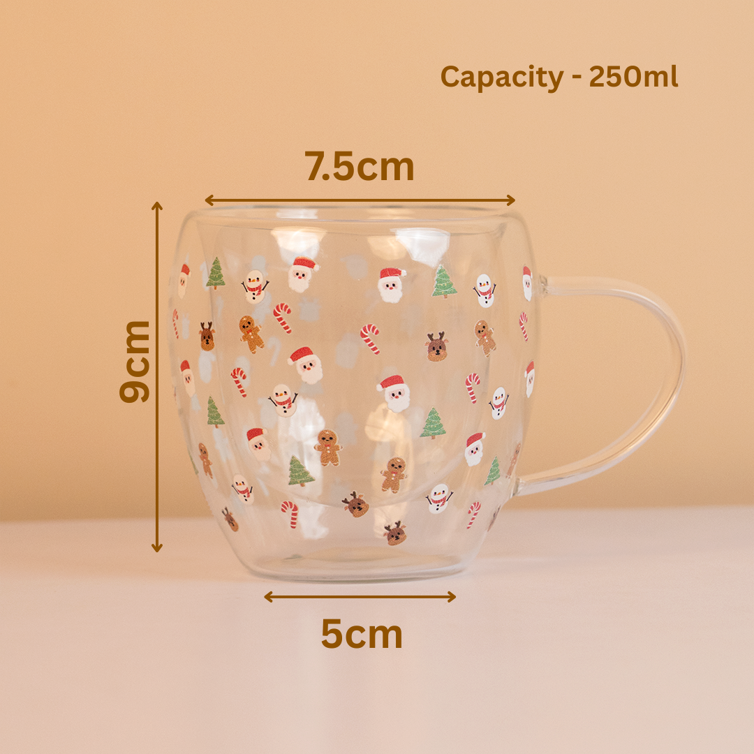 Set-2 Santa with Minis  -Double Wall Glass Mug