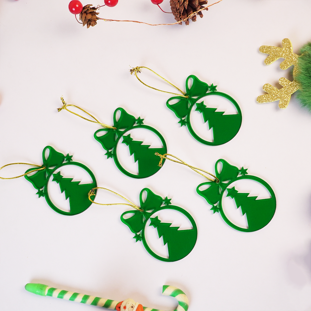 Set-6 Christmas Tree Ornament Cutouts – Green