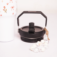 Floral Rose Print Tumbler with Handle & Straw | Reusable Travel Cup | Stylish Drinkware