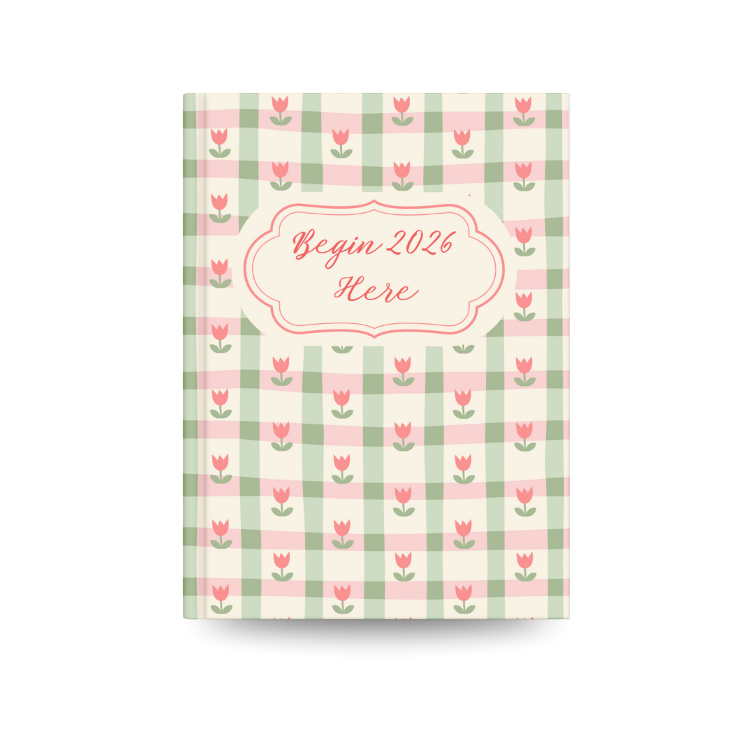 Begin 2026 Here Journal | Cute Floral Aesthetic Daily Diary