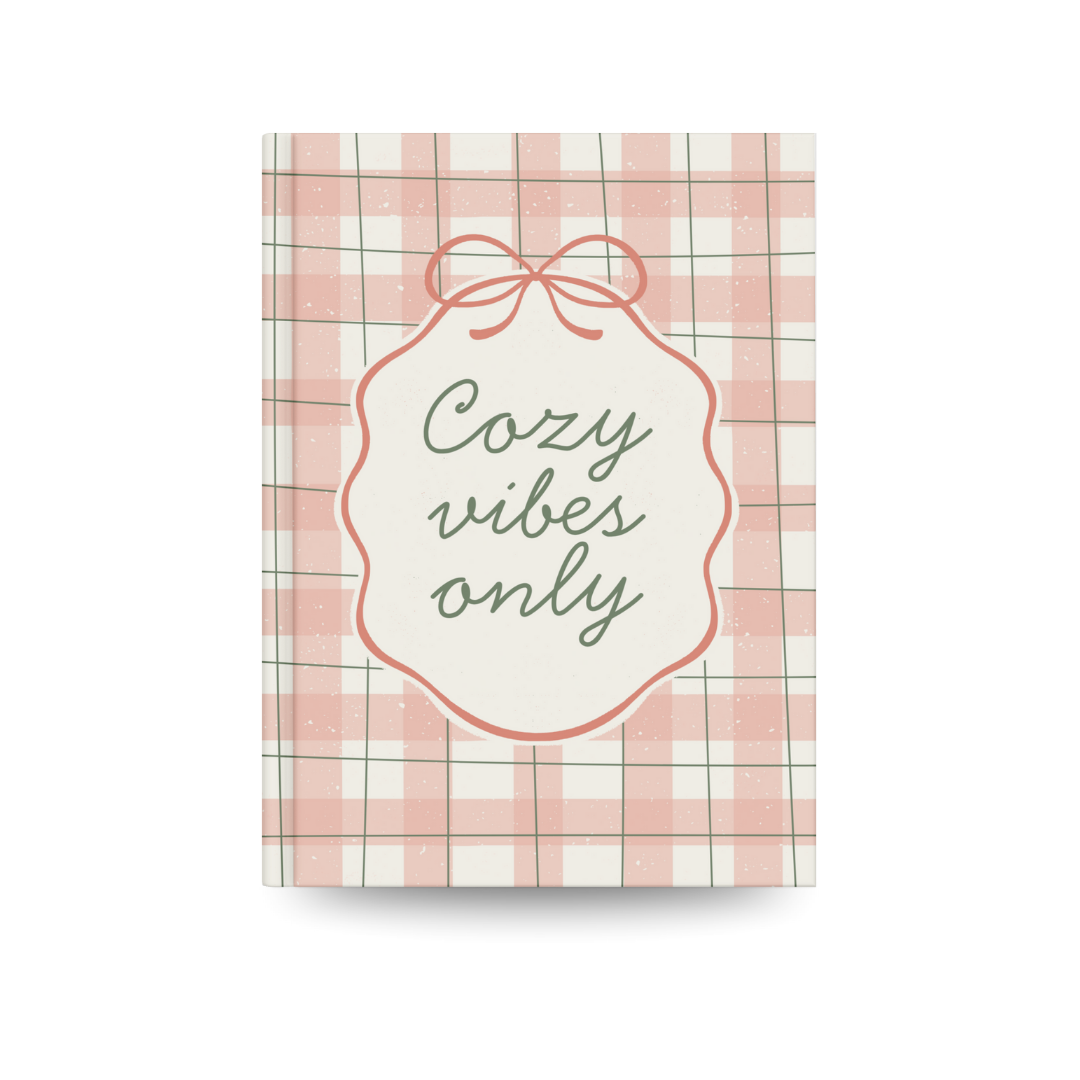 Cozy Vibes Only Aesthetic Notebook | Cute Pastel Checkered Journal for Daily Notes & Journaling