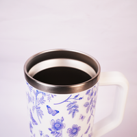 Blue Botanical  Stainless Steel in BLUE Travel Tumbler