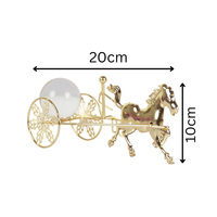Golden Horse Carriage Showpiece Luxury Metal Decor with Glass Crystal Ball