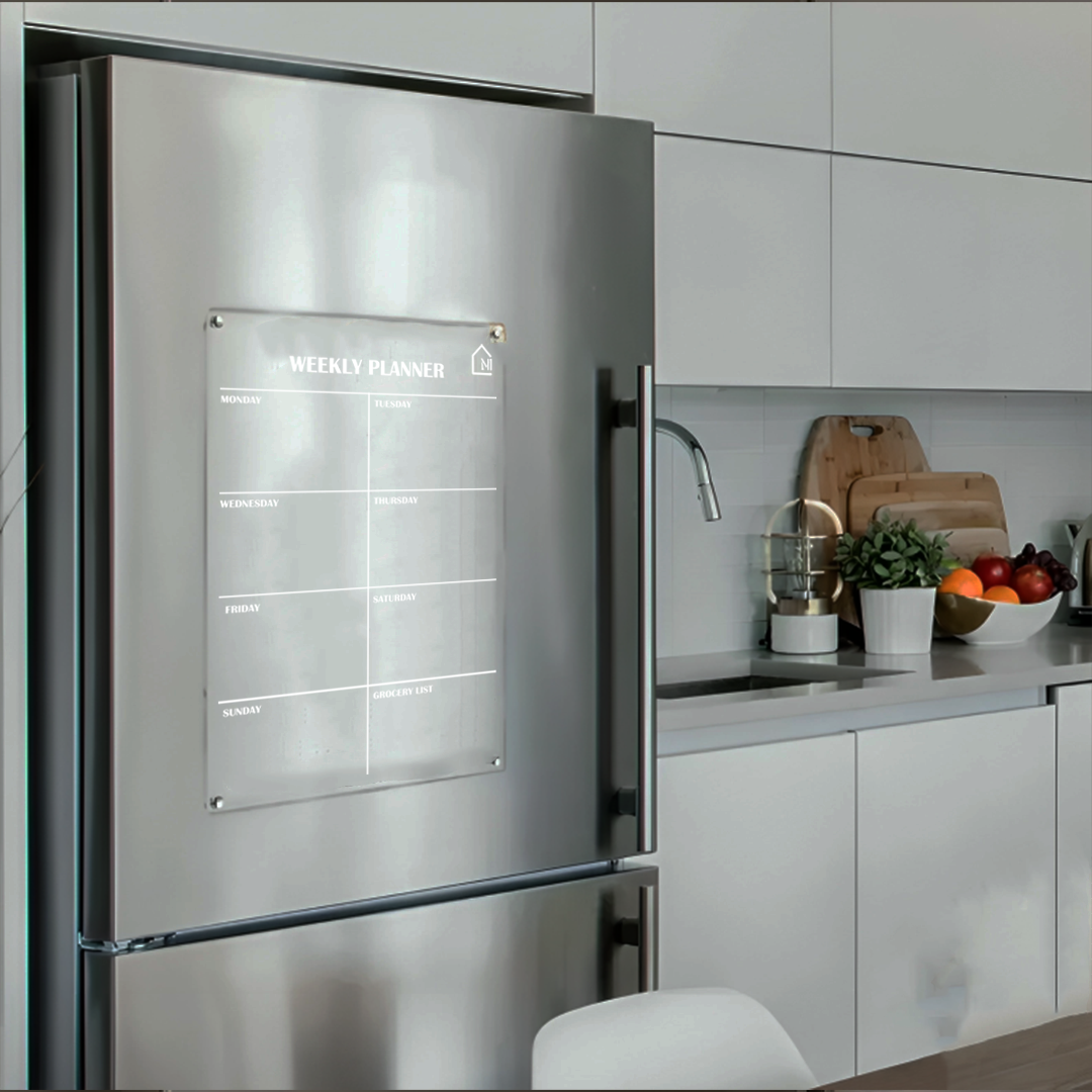 Premium Acrylic Weekly Fridge Planner & Grocery List Board