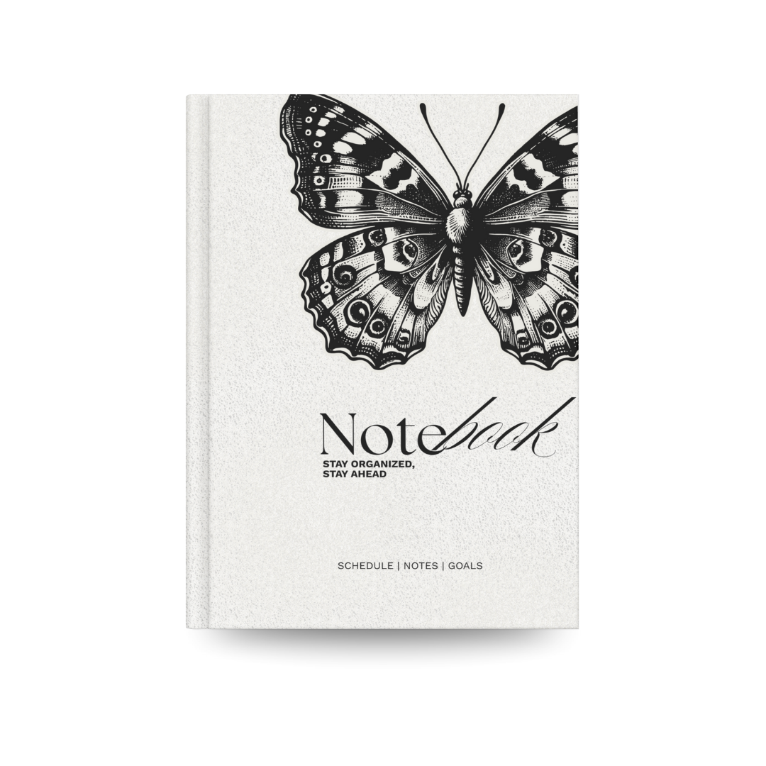 Butterfly Aesthetic Notebook for Notes, Goals & Planning | Minimal Black & White Hardcover Journal