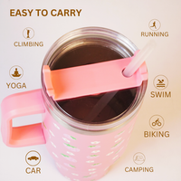 Cute Strawberry Stainless Steel Tumbler with Straw & Handle