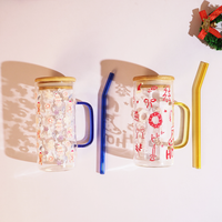 Set of 2 Bloom & Cheer Glass Tumblers – Where Everyday Elegance Meets Festive Joy