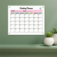 White Acrylic Monthly Wall Planner – Reusable Calendar Board with Dry Erase Surface | Home, Office & Study Organizer