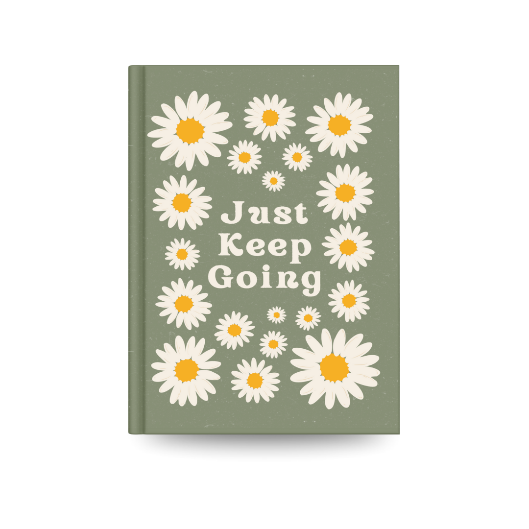 Just Keep Going Aesthetic Notebook | Daisy Floral Motivational Journal for Notes