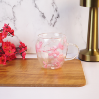 Blossom Glass Mug – Elegant Floral Double-Wall Tea & Coffee Cup
