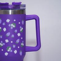 Lavender Strawberry Daisy Floral Stainless Steel Tumbler
