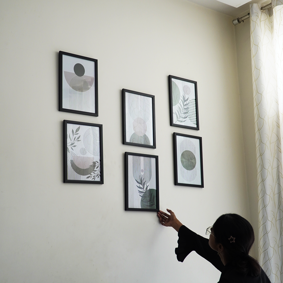 Minimalist Geometric Wall Art Frame Set-6 – Modern Botanical Abstract Wall Decor