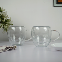 Double Wall Glass Coffee Cup with Handle