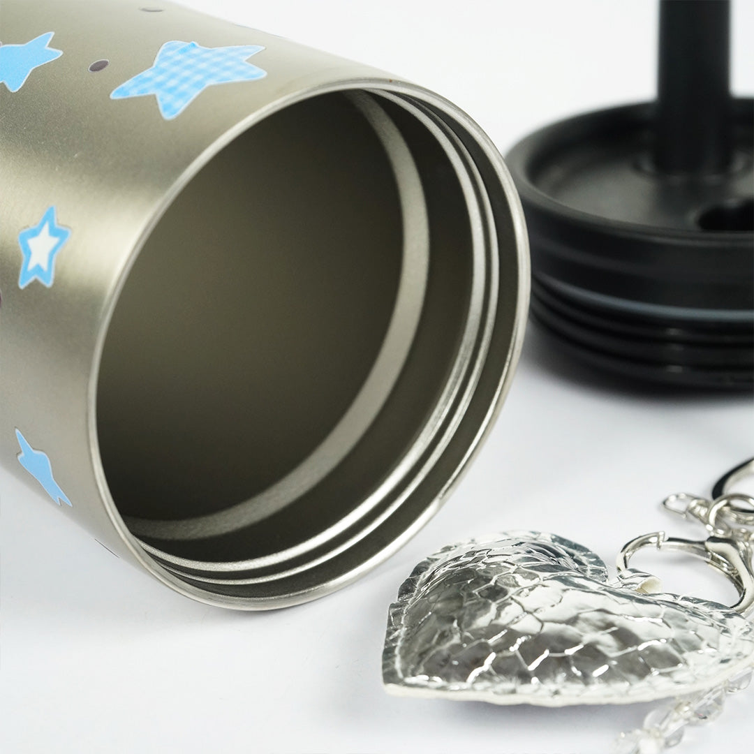 Star Print Sipper Bottle with Charm | Reusable Travel Water Bottle | Cute Everyday Drinkware