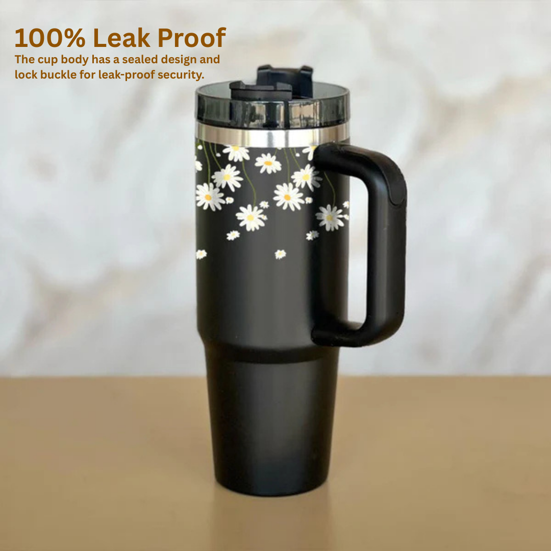 White Daisy Line Art Tumbler