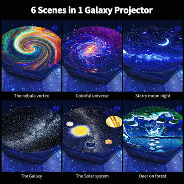 6 in 1 Galaxy Projector for Bedroom, Planetarium 360° Rotating Star Projector for Kids Room