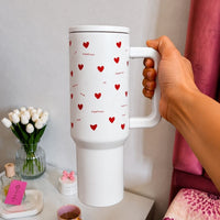 Red Heart White Color Tumbler
