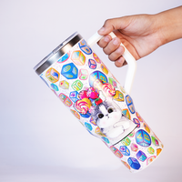 Candy Pop Kitty Stainless Steel Tumbler with Handle & Straw