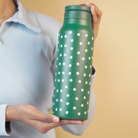 Green Floral Insulated Water Bottle