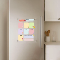 Floral Acrylic Weekly Planner for Fridge | Magnetic Reusable Board with Notes Section