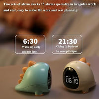 Cute Dinosaur Alarm Clock with USB Charging Port, 2 Alarms Loud LED Display, Snooze Function, Desk Clock Adjustable Ringtone Timed Reminder Dual Alarms, Snooze, Digital Display, Nap Timer, 8 Levels Adjustable  Volume for Kids