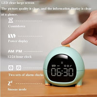 Cute Dinosaur Alarm Clock with USB Charging Port, 2 Alarms Loud LED Display, Snooze Function, Desk Clock Adjustable Ringtone Timed Reminder Dual Alarms, Snooze, Digital Display, Nap Timer, 8 Levels Adjustable  Volume for Kids