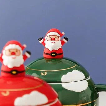 Santa Surprise Christmas Mug with Lid & Spoon (Random Color)