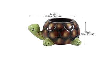 Tortoise big HP Planter  for Indoor Plants,Planters,Flower,Outdoor,Balcony,Home,Garden,Office Decor,Succulent Pot(Hand Painted Green Neck)(L:19.5 cm,W:13.5 cm,H:7 cm)