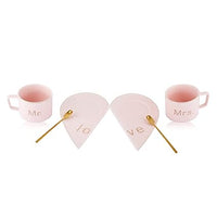 Mr and Mrs Ceramic mug || Couple Coffee Cup and Tea Mugs with Heart Shape  Saucer || Microwave Safe, Dishwasher Safe| Valentine Day Gift Pink Mug.