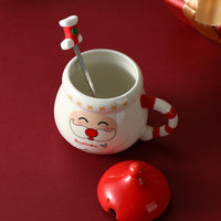 Cute Santa Mug with Lid & Spoon
