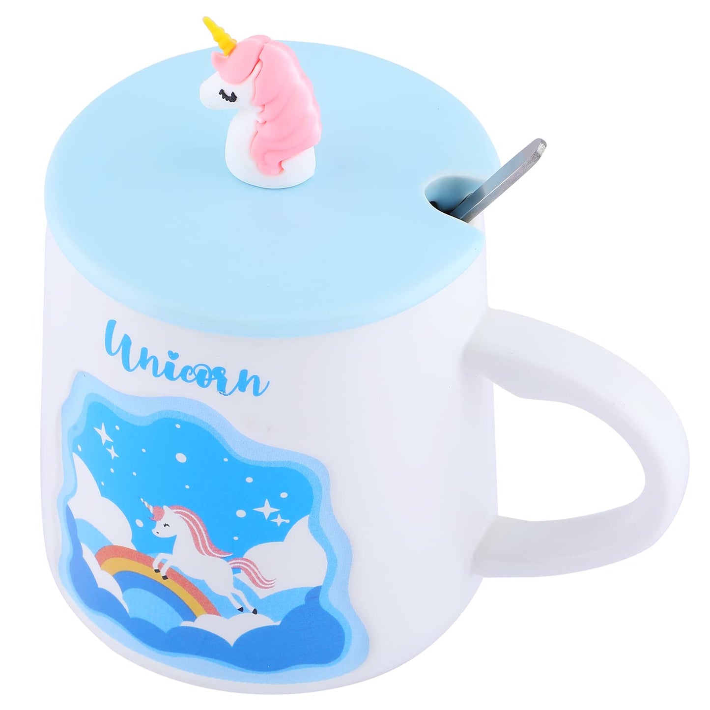 3D Unicorn Ceramic Mug with lid & Stainless Steel Spoon