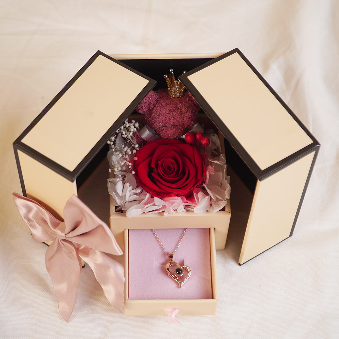 Luxury Surprise Gift Box with Roses & Teddy