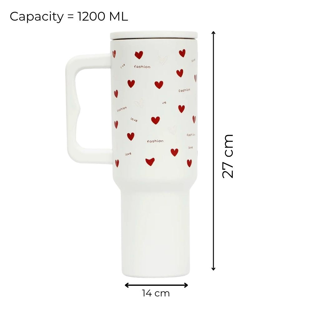 Red Heart White Color Tumbler