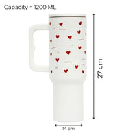 Red Heart White Color Tumbler
