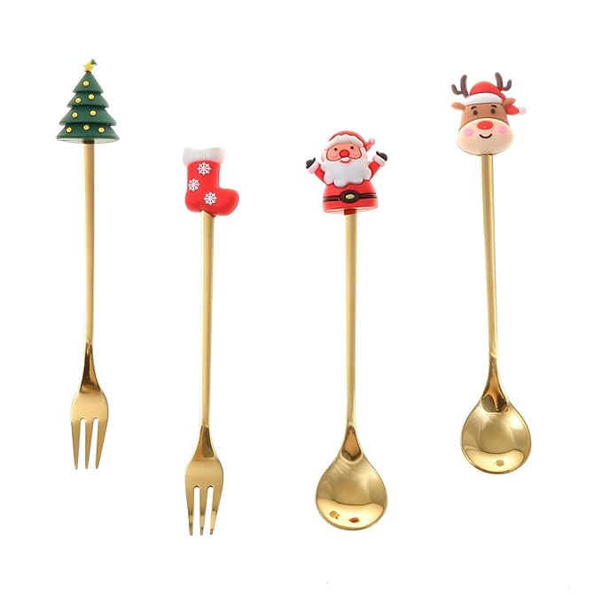 Set of 4 Stainless Steel Christmas Spoon