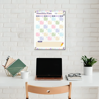 Colorful Acrylic Monthly Milky Planner Board with Notes Section – Reusable Wall Calendar for Home & Office