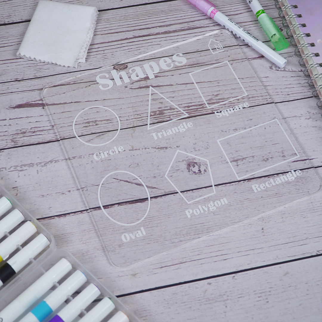 Reusable Shapes Learning Board for Kids with pen box & Cleaning Cloth