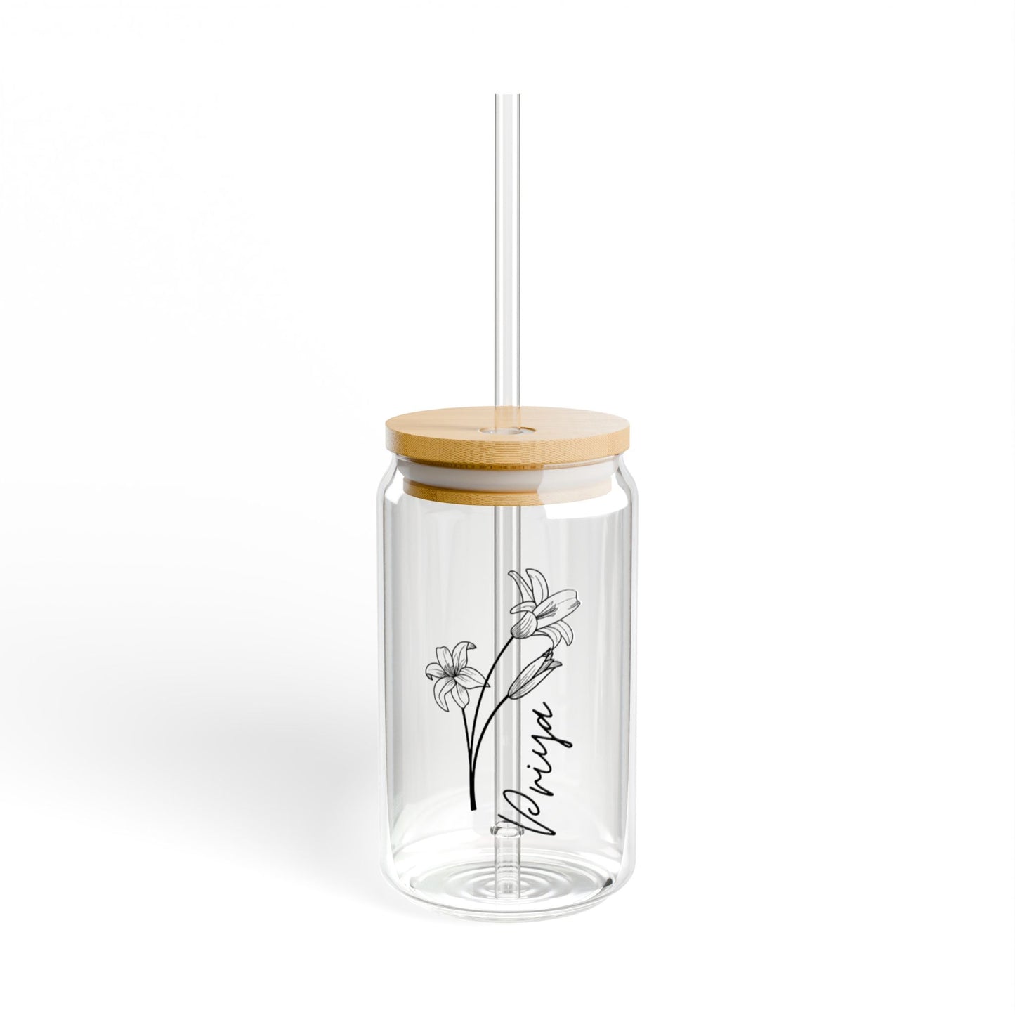 Personalized Flower Glass Jar Coffee Tumbler